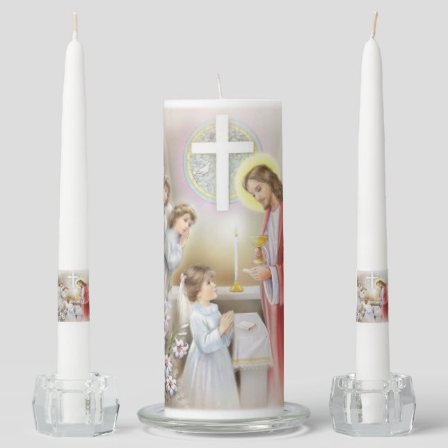 First holy communion candle for a girl (Front)