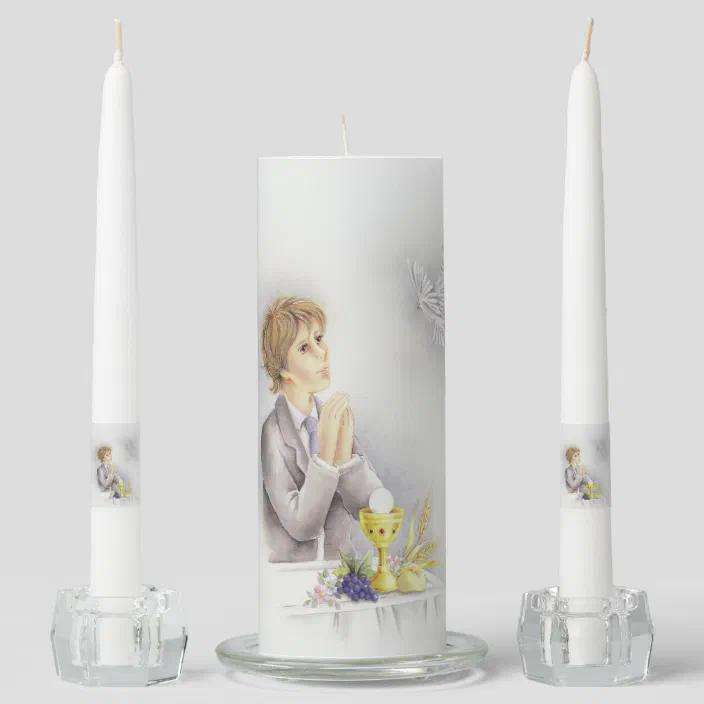 First Holy Communion pillar candle for a boy 