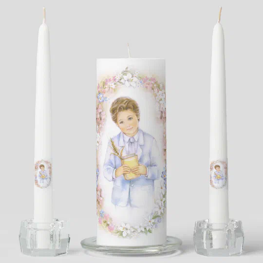 First Holy Communion pillar candle for a boy 