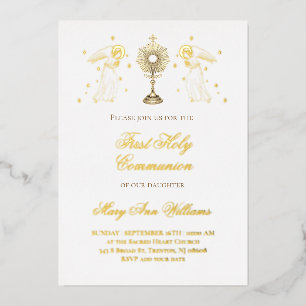 First Holy Communion catholic angels Eucharist Foil Invitation