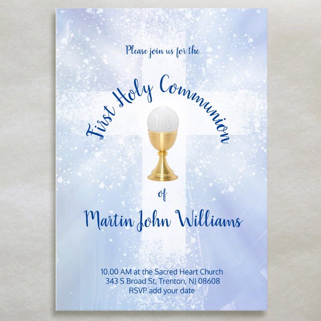 First Holy Communion Catholic boy Invitation (Creator Uploaded)