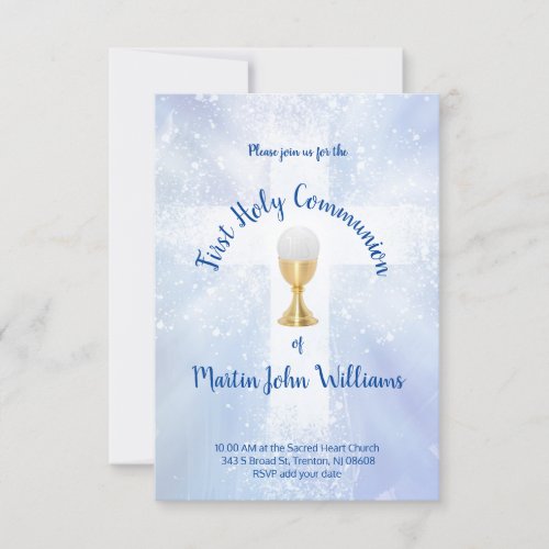 First Holy Communion Catholic boy Invitation