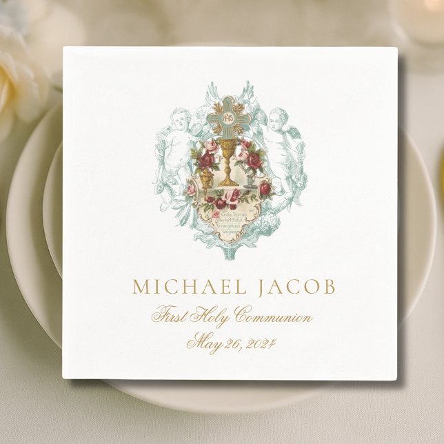 First Holy Communion Catholic Chalice Host Angels Napkins (Creator Uploaded)