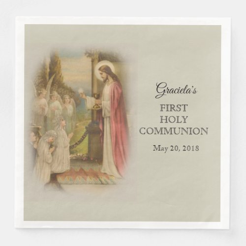 First Holy Communion Catholic Child Jesus Host Paper Dinner Napkins