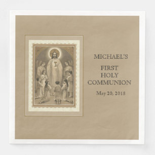 First Holy Communion Catholic Child Jesus Host Paper Dinner Napkins