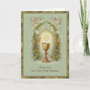 First Holy Communion Catholic Elegant Prayer Card