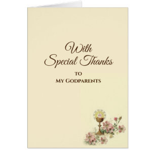 First Holy Communion Catholic Godparents Thank You Cards