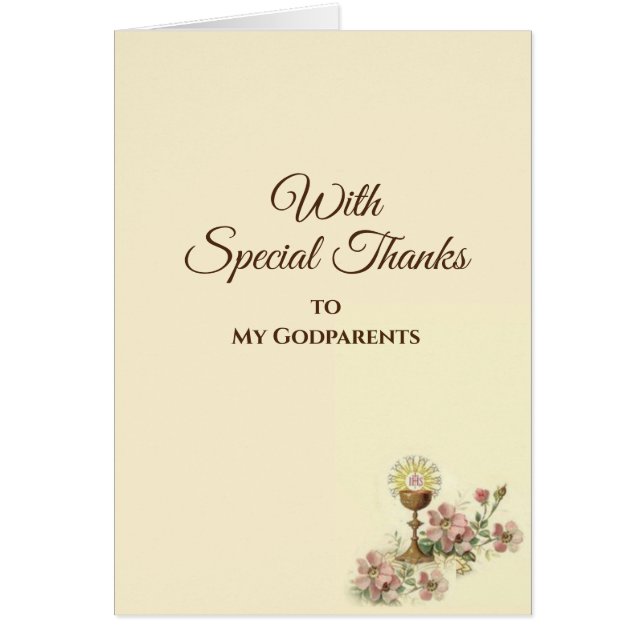 First Holy Communion Catholic Godparents Thank You Cards (Front)