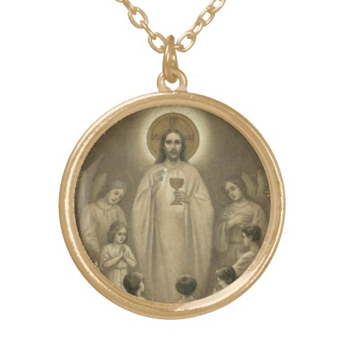 First Holy Communion Catholic Jesus Angels Gold Plated Necklace