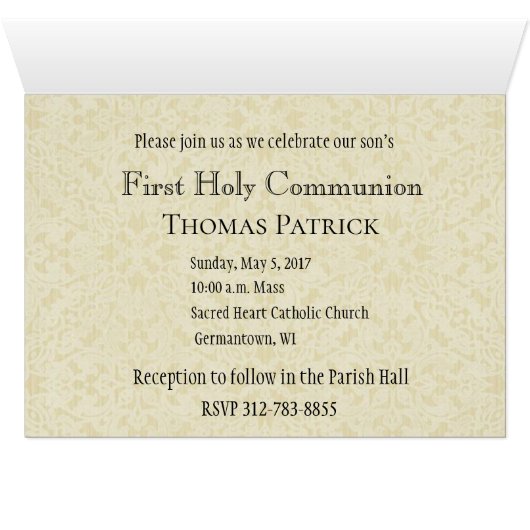 First Holy Communion Catholic Jesus Invitation (Inside Horizontal (Bottom))
