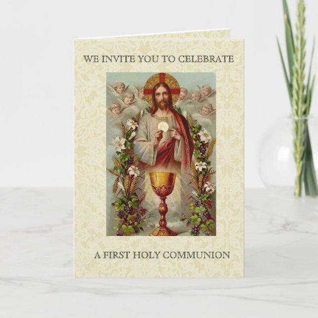 First Holy Communion Catholic Jesus Invitation (Front)
