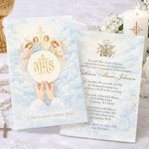 First Holy Communion Catholic Priest Host Angels