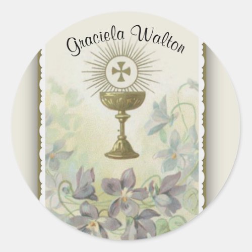 First Holy Communion Catholic Remembrance Classic Round Sticker