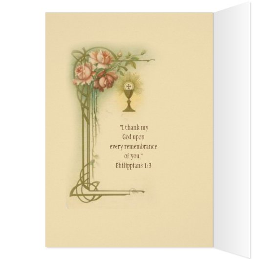 First Holy Communion Catholic Roses Thank You (Inside (Left))