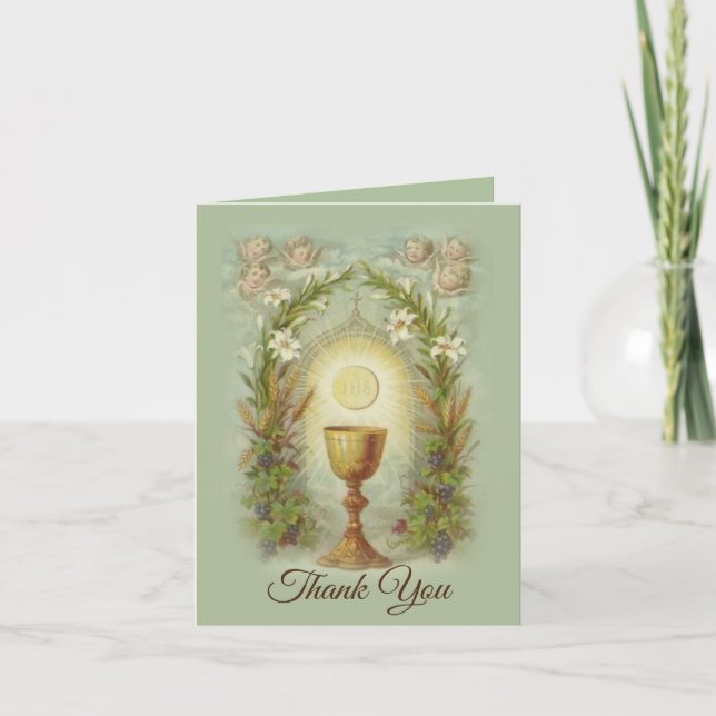 First Holy Communion Catholic Thank You Card (Front)