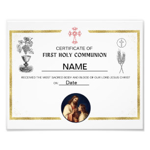 First Holy Communion Certificate Photo Print