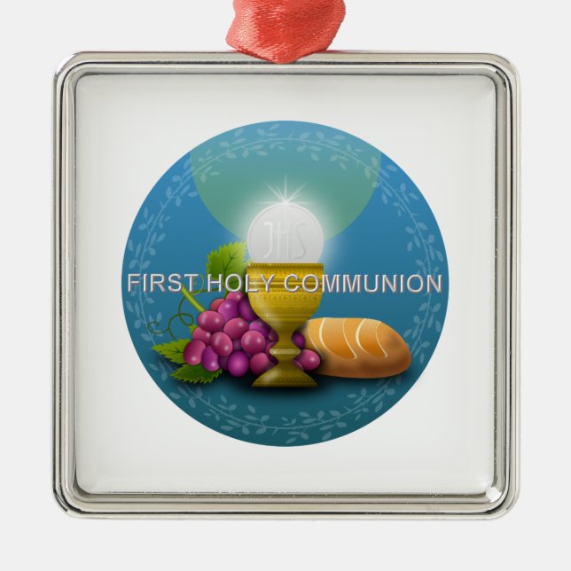First Holy Communion Chalice and Host Metal Ornament (Front)