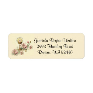 First Holy Communion Chalice Host Flowers Label