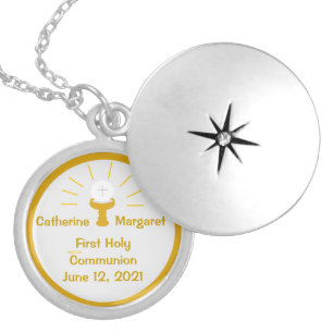 First Holy Communion Charm Locket Necklace