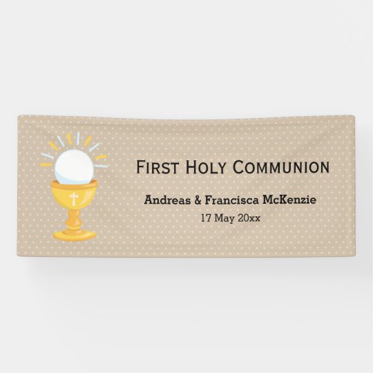 First Holy Communion Choose Background Color Banner Zazzle Com