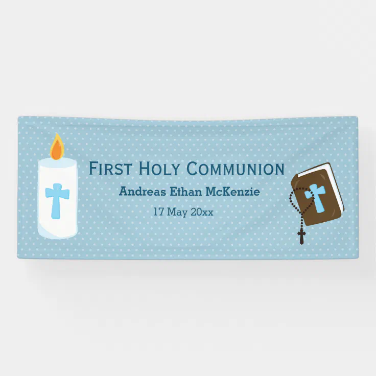 First Holy Communion * choose background color Banner | Zazzle
