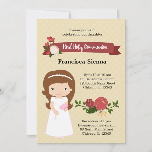 First Holy Communion  choose background color Invitation