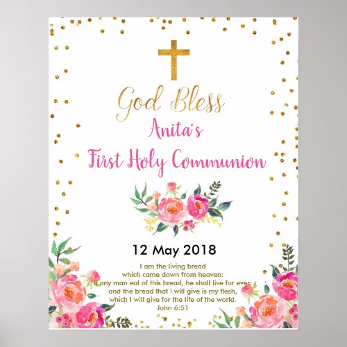 First Holy Communion Christening Party Sign