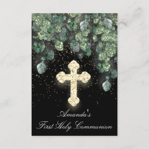 First Holy Communion Christian Event Cross Gold Invitation