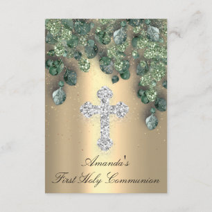 First Holy Communion Christian Event Cross Gold Invitation