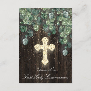 First Holy Communion Christian Event Cross Rustic Invitation