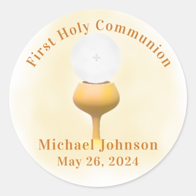 First Holy Communion Classic Round Sticker (Front)