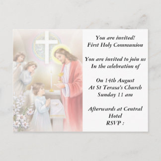 First holy communion confirmation for girl invitat invitation postcard