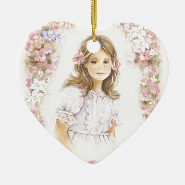 First Holy Communion, confirmation  girl Ceramic Ornament (Front)
