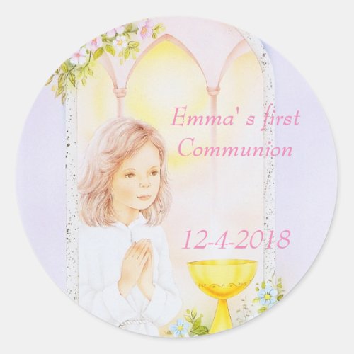 First Holy Communion confirmation  girl Classic Round Sticker