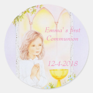 First Holy Communion, confirmation  girl Classic Round Sticker