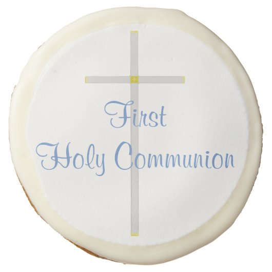 First Holy Communion Cross Blue Cookie Favors (Front)