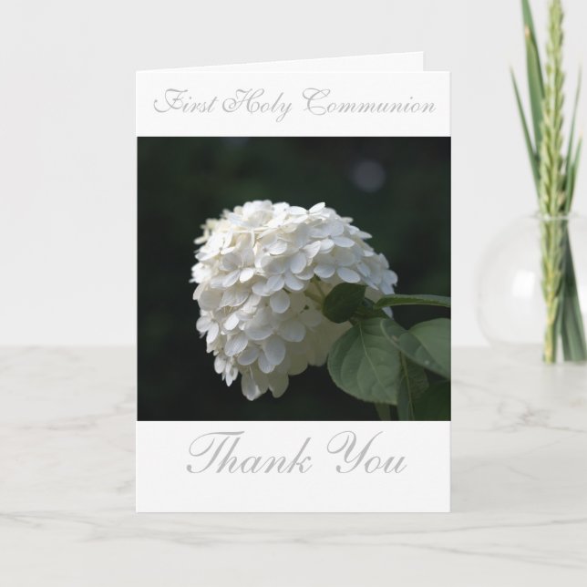 First Holy Communion Cross Insert Insert Photo Letterpress Thank You Card (Front)