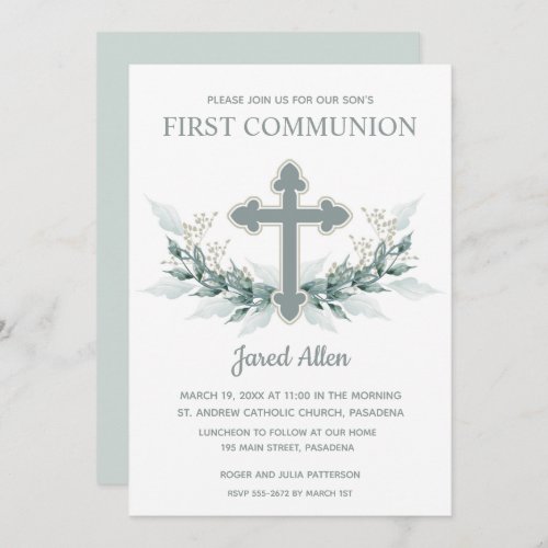 First Holy Communion Cross Invitations