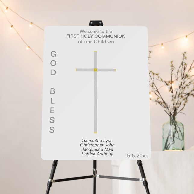 First Holy Communion Cross Multiples Add Photo Foam Board (In Situ (Stand))