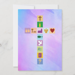 First Holy Communion Cross Symbols - Invitation