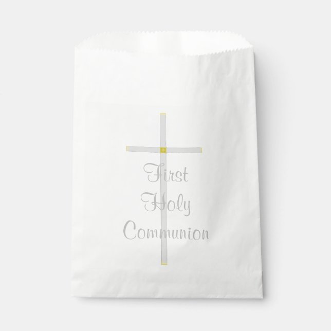 First Holy Communion Cross White Favor Bags (Front)