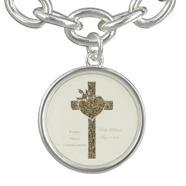 First Holy Communion Cross with Dove and Heart Bracelet (Design)