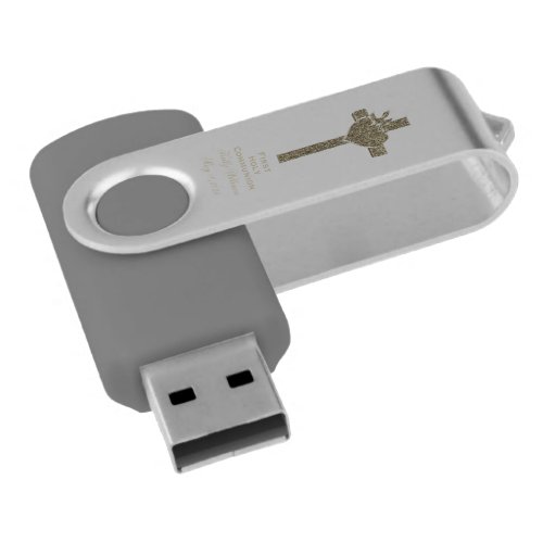 First Holy Communion Cross with Dove and Heart Flash Drive