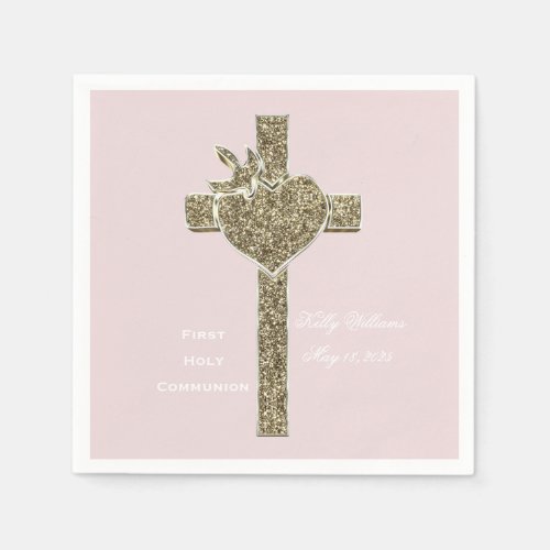 First Holy Communion Cross with Dove and Heart