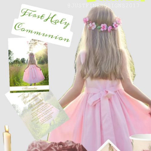 First Holy Communion Custom Gold Color Photo  Invitation