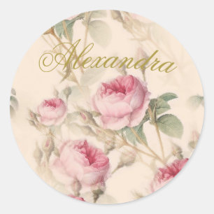 First Holy Communion Custom Gold Color Rose Classic Round Sticker