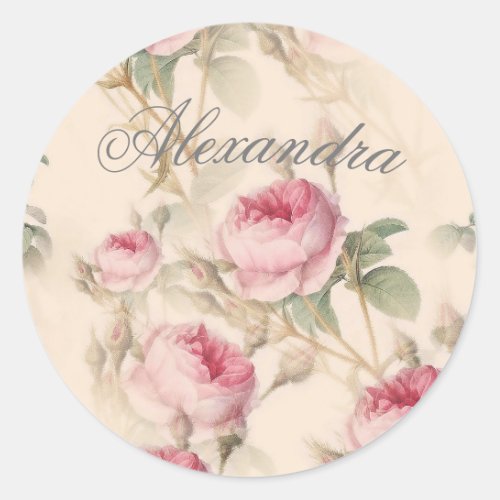 First Holy Communion Custom Silver Color Rose Classic Round Sticker
