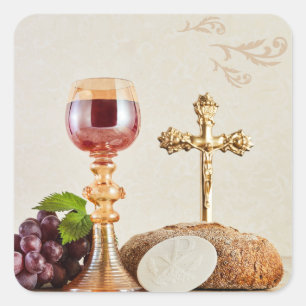 First Holy Communion – Customizable Chalice & Host Square Sticker