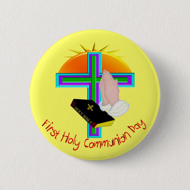 First Holy Communion Day Gifts Pinback Button (Front)