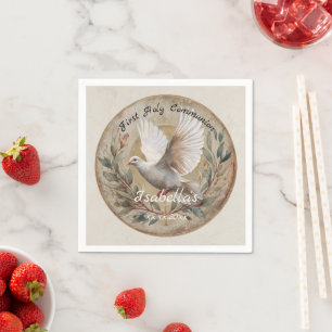  First Holy Communion Dove Vintage Christian Theme Napkins